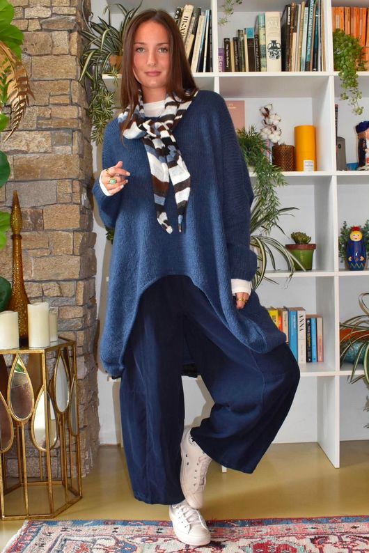 Lock Needlecord Shirring Barrel Pant Navy